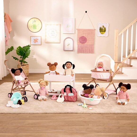 14 Inch Realistic Baby Doll with Dark Brown Hair Brown Eye Soft Body Pink Outfit - Picture 9 of 9